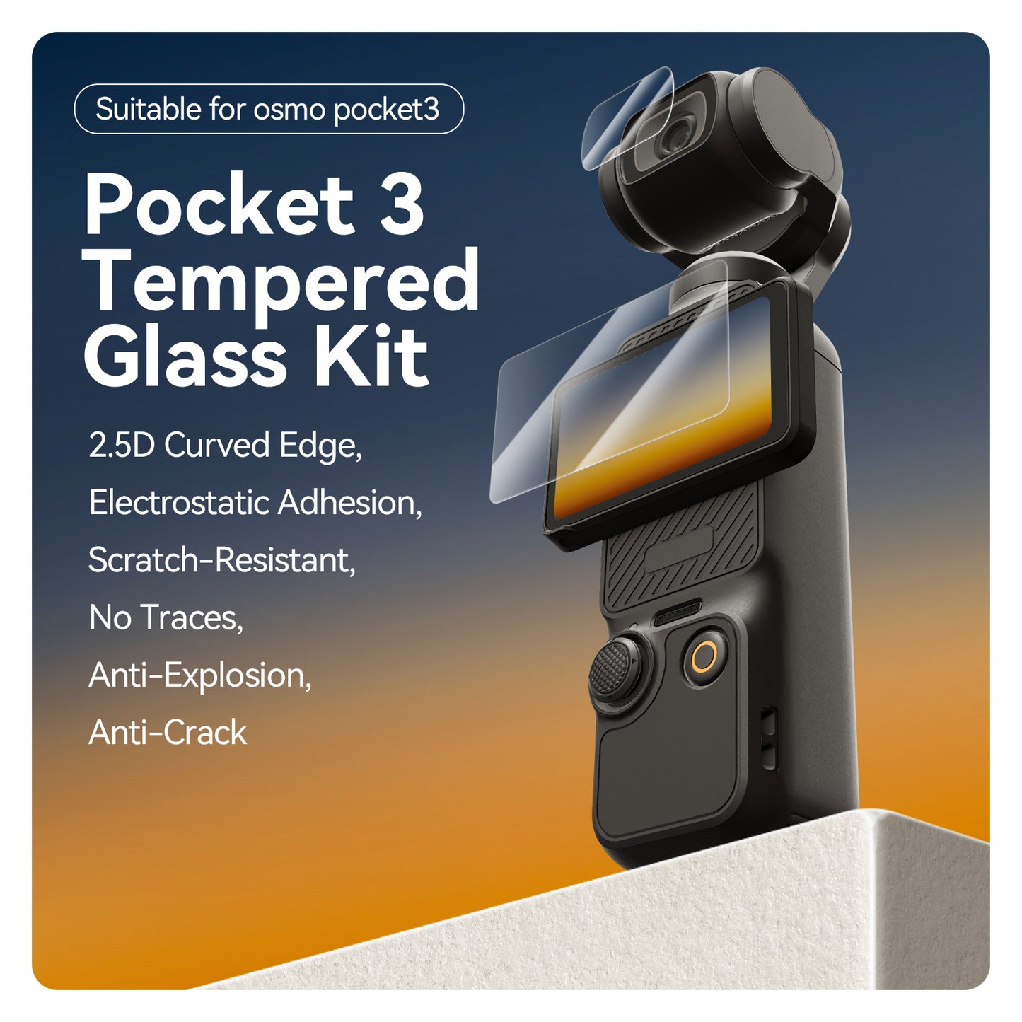 Telesin Screenprotector-set gehard glas voor Osmo Pocket 3