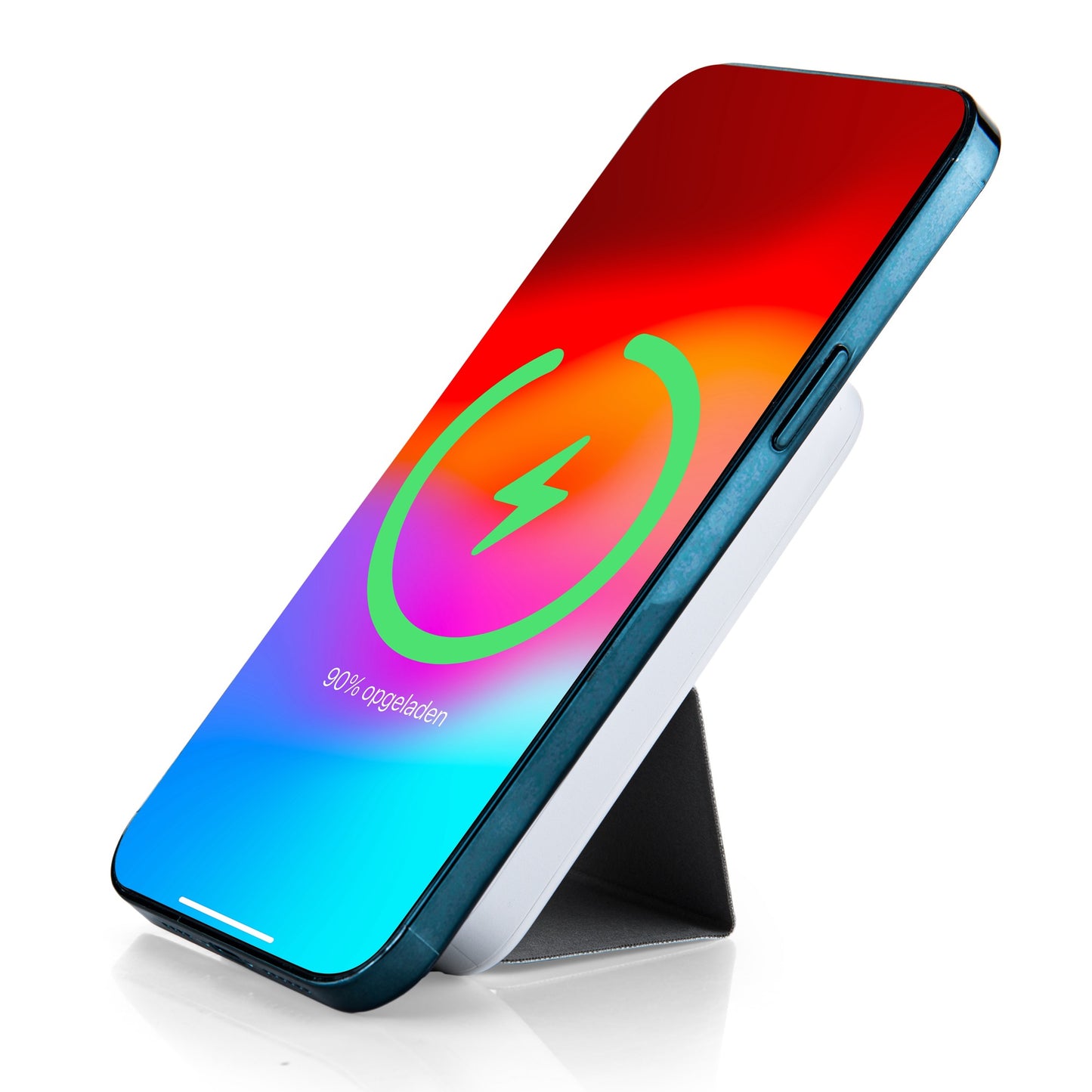 MOJOGEAR Wireless MagSafe powerbank 10.000 mAh - Magnetisch en Draadloos voor Android en iPhone - Met bureau-standaard - Zwart/Wit - Powerbanks