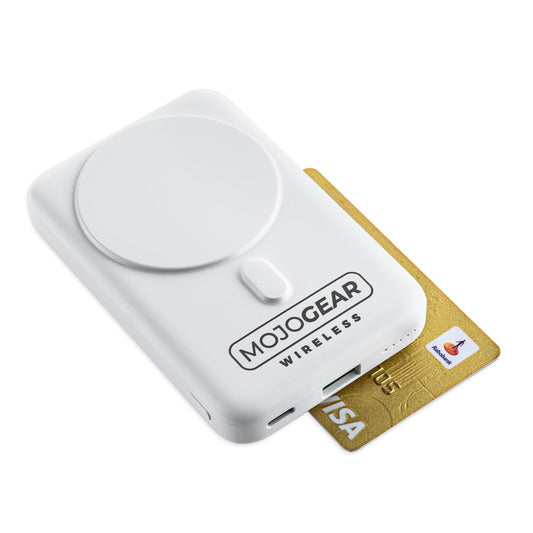 MOJOGEAR Wireless MagSafe powerbank 10.000 mAh - Magnetisch en Draadloos voor Android en iPhone - Met bureau-standaard - Zwart/Wit - Powerbanks