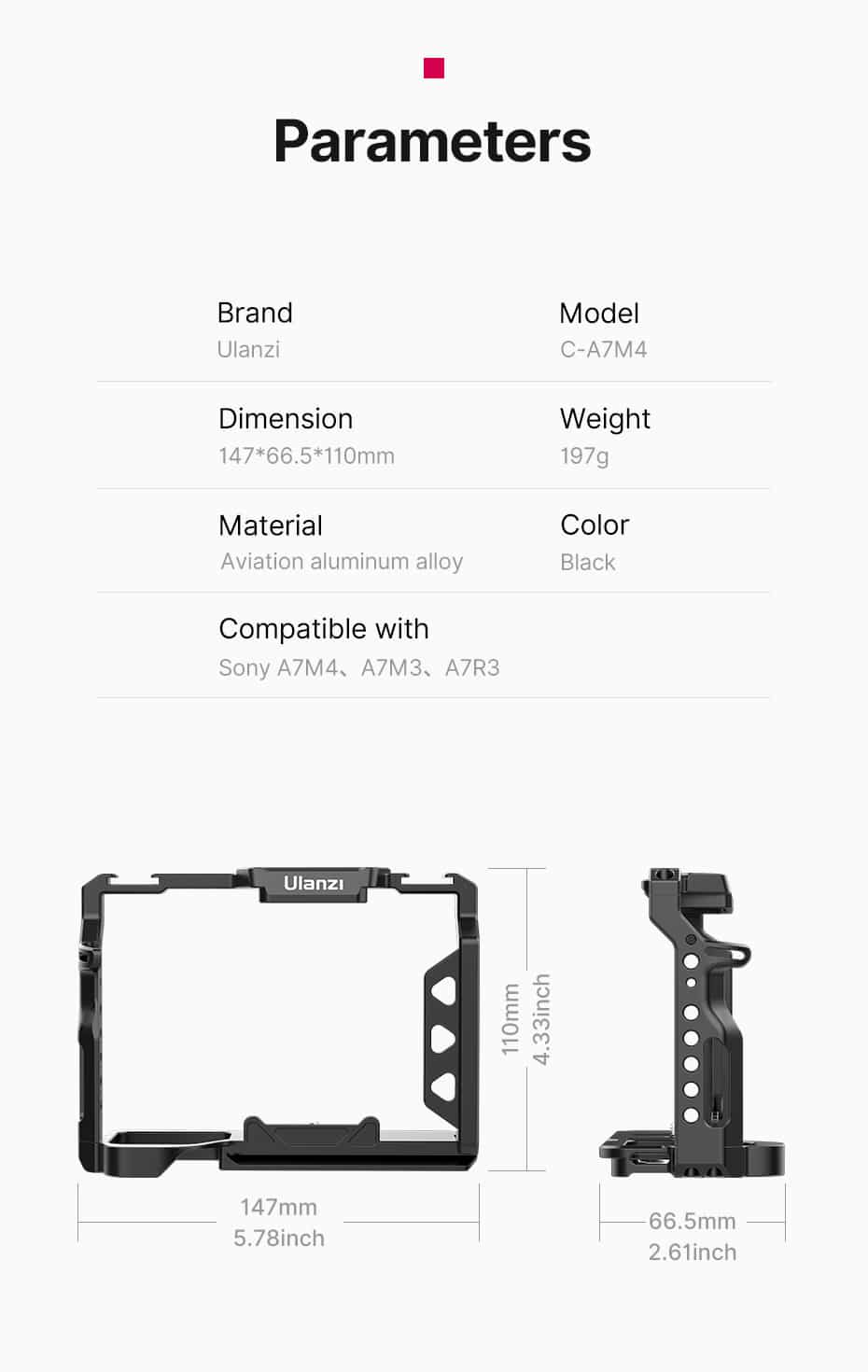 Ulanzi metal cage for Sony A7 III, A7 Mark IV and A7R III