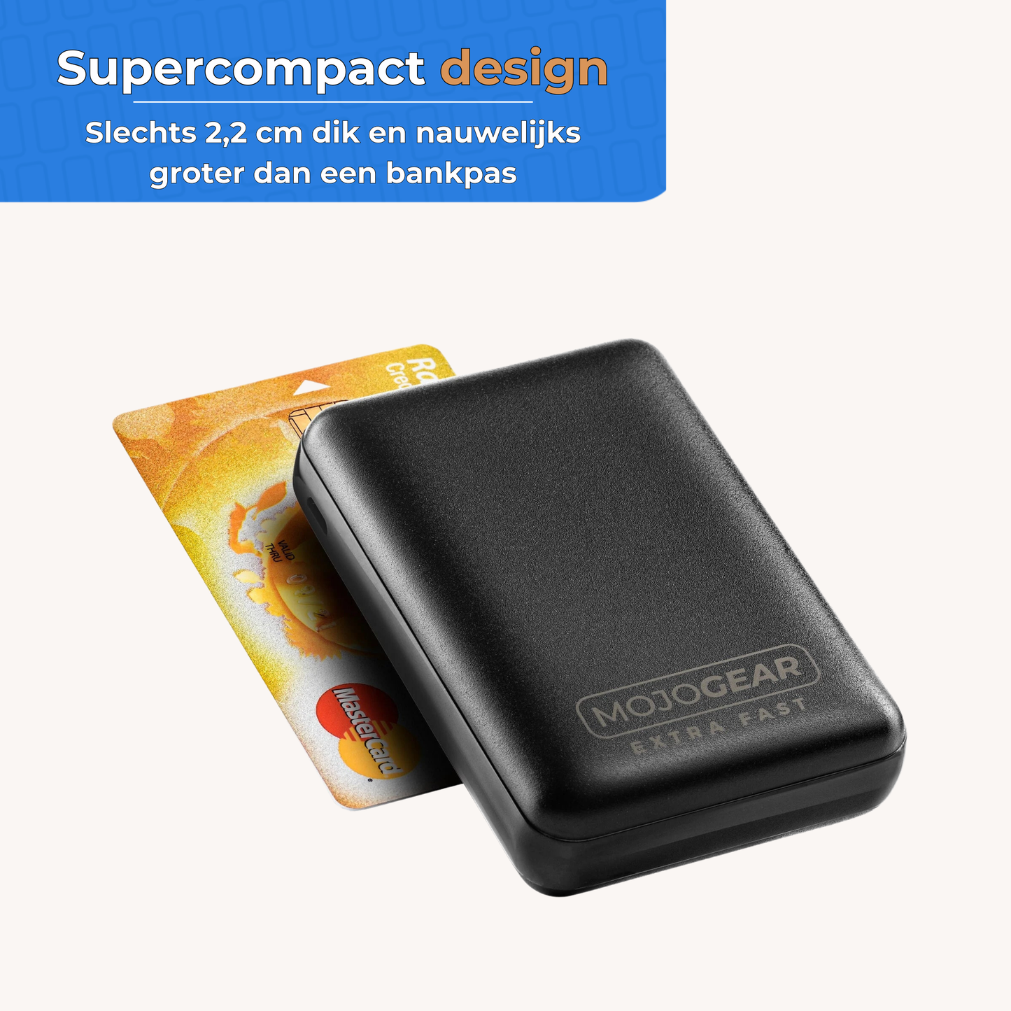 MOJOGEAR MINI EXTRA FAST 10.000 mAh powerbank met Apple Lightning naar USB kabel Extra Sterk - Powerbanks