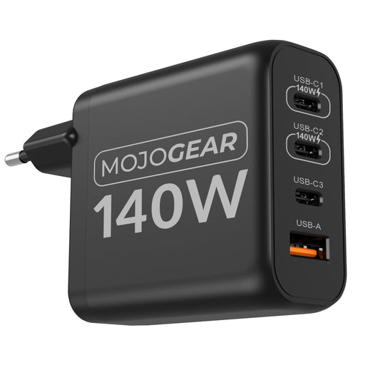 MOJOGEAR CHARGE+ 140 Watt oplader met USB naar USB-C kabel 1,5 meter | Geschikt voor Samsung/iPhone 15/16