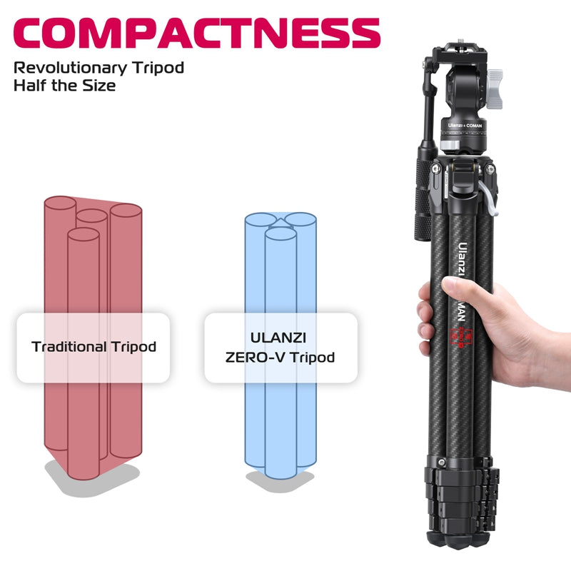 Ulanzi x Coman Zero V Carbon Travel Tripod with Video Head