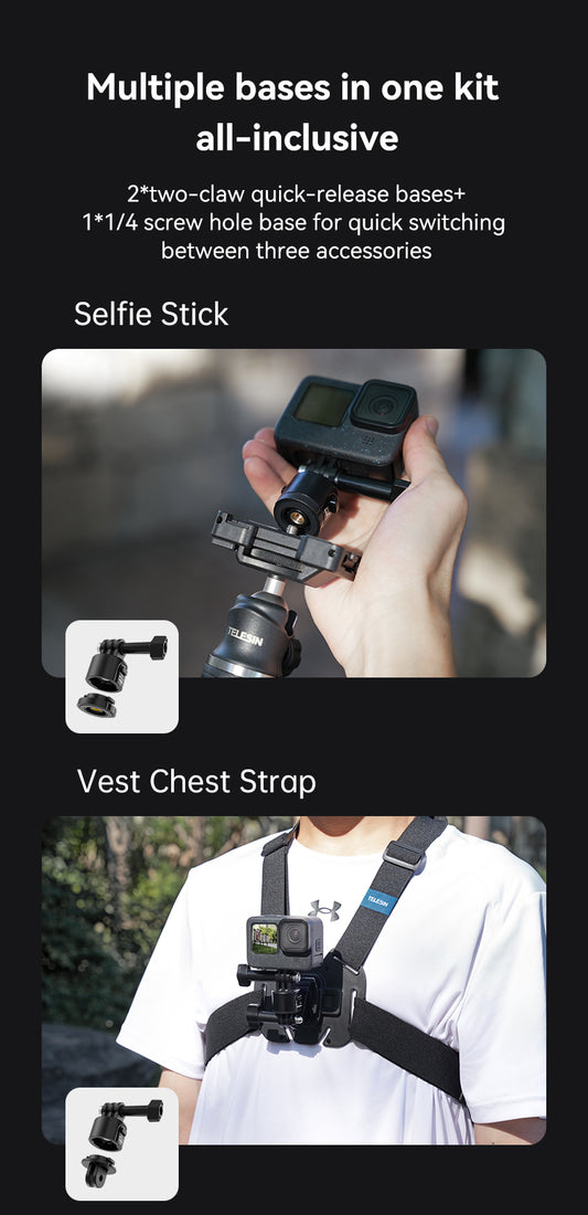 Telesin Magnetische Quick Release Adapter Set voor actioncam - GoPro Mounts