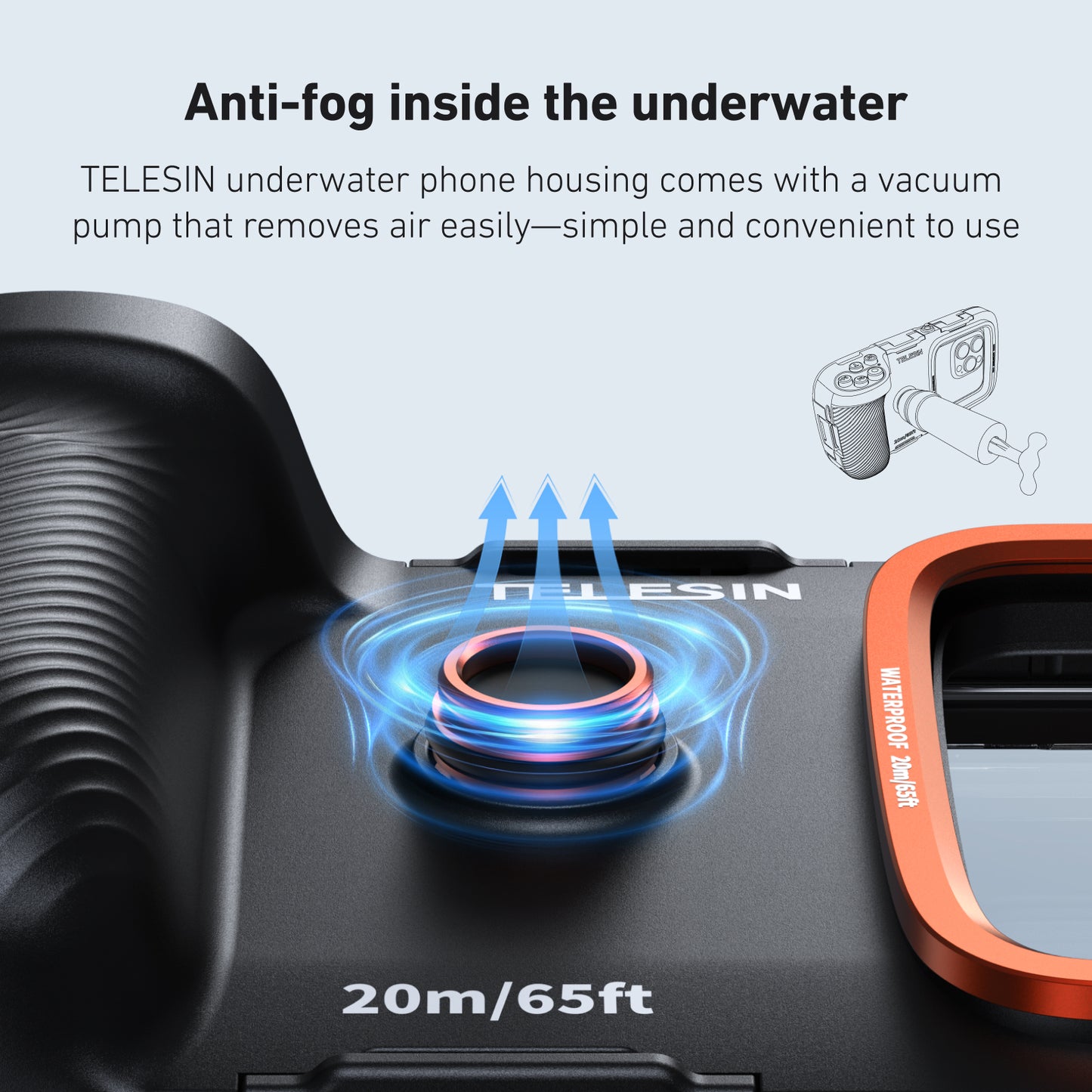 Telesin Smartphone Diving Case with Buttons and Vacuum Pump