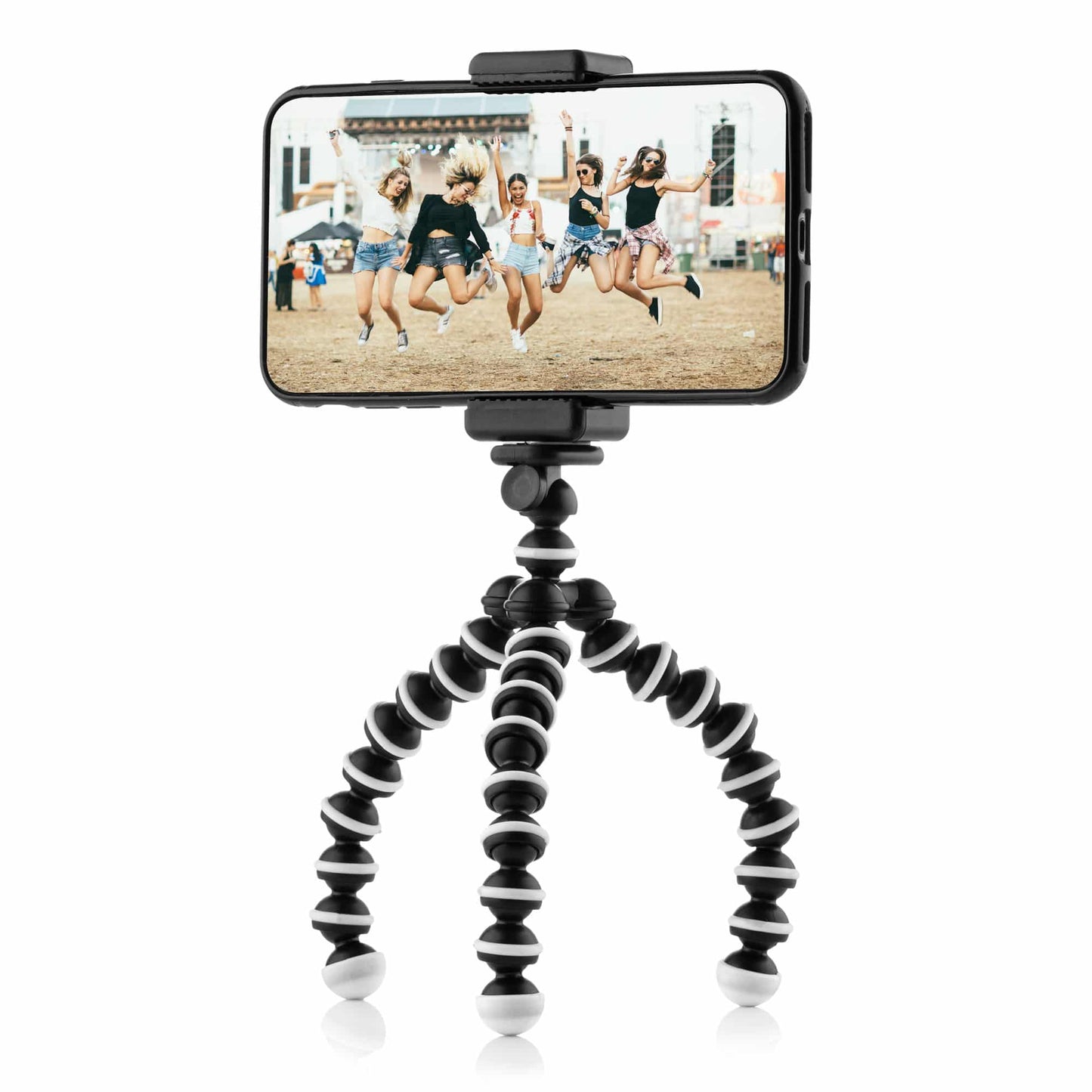 Flexibel mini-statief met extra flexibele poten KIT: incl. telefoonhouder, bluetooth remote, GoPro-adapter & opbergzakje - Flexibele statieven