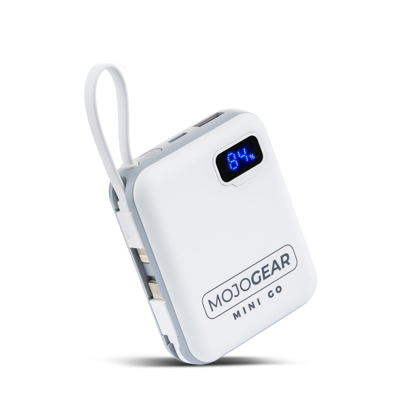 MOJOGEAR MINI GO 10,000mAh power bank with cables - White
