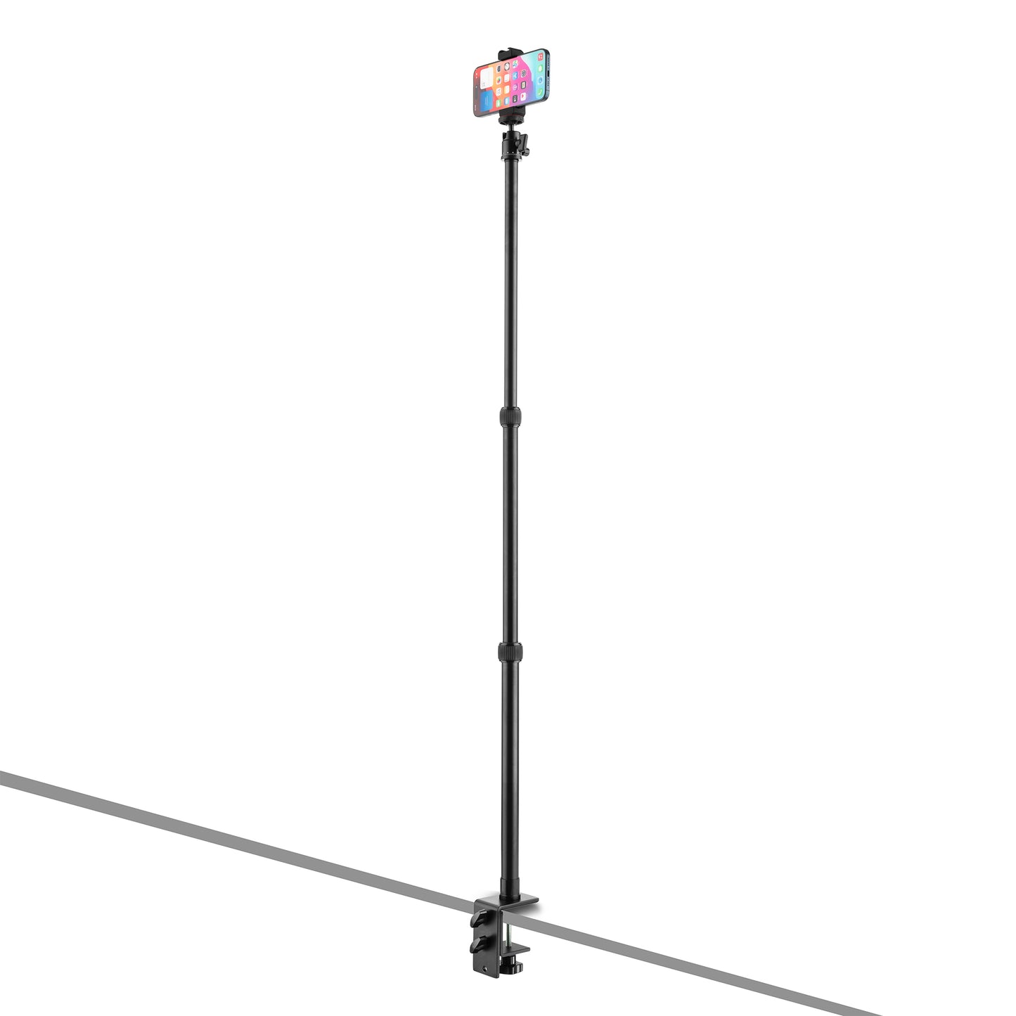 MOJOGEAR uitschuifbaar statief met tafelklem - Inclusief statiefkop en telefoonhouder - Vaste statieven
