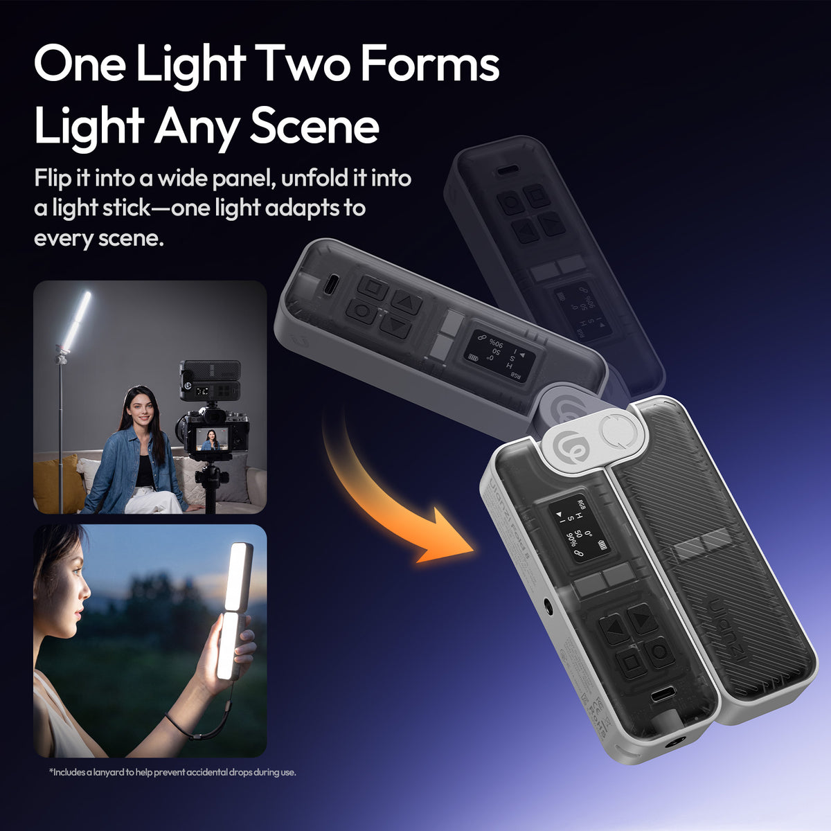 Ulanzi FOLD8 opvouwbare pocket tube light RGB - Cameralampen