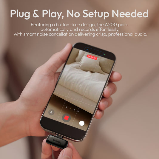 Ulanzi A200 Mini Mic draadloze microfoon USB-C - Zwart - Draadloze microfoons