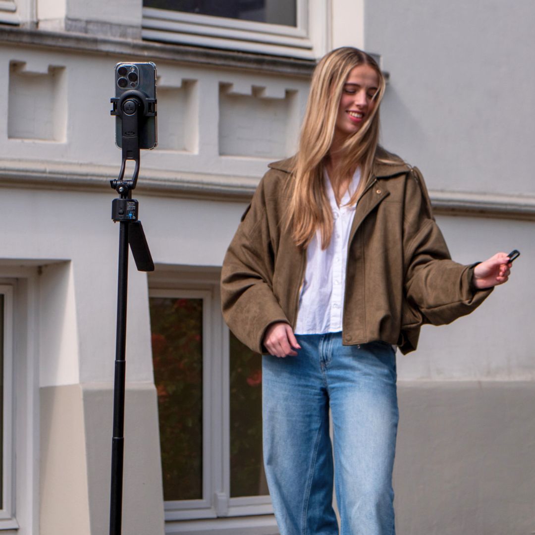 MOJOGEAR TS4 Tracking statief met selfiestick - MagSafe & Klem - Selfiesticks