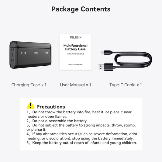 Telesin Pocket oplaadcase voor GoPro Hero 13 batterijen - GoPro Accu's en opladers