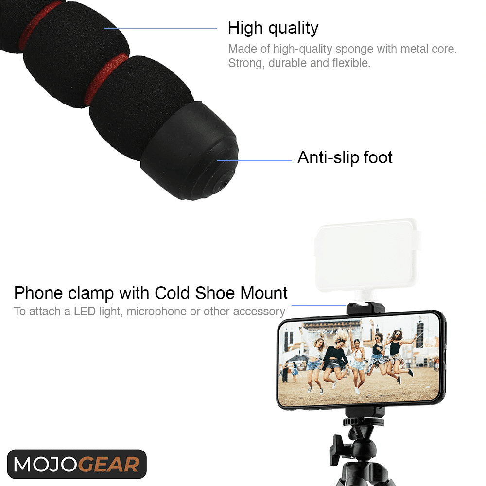 Flexible tripod with foam rubber legs Black/Red