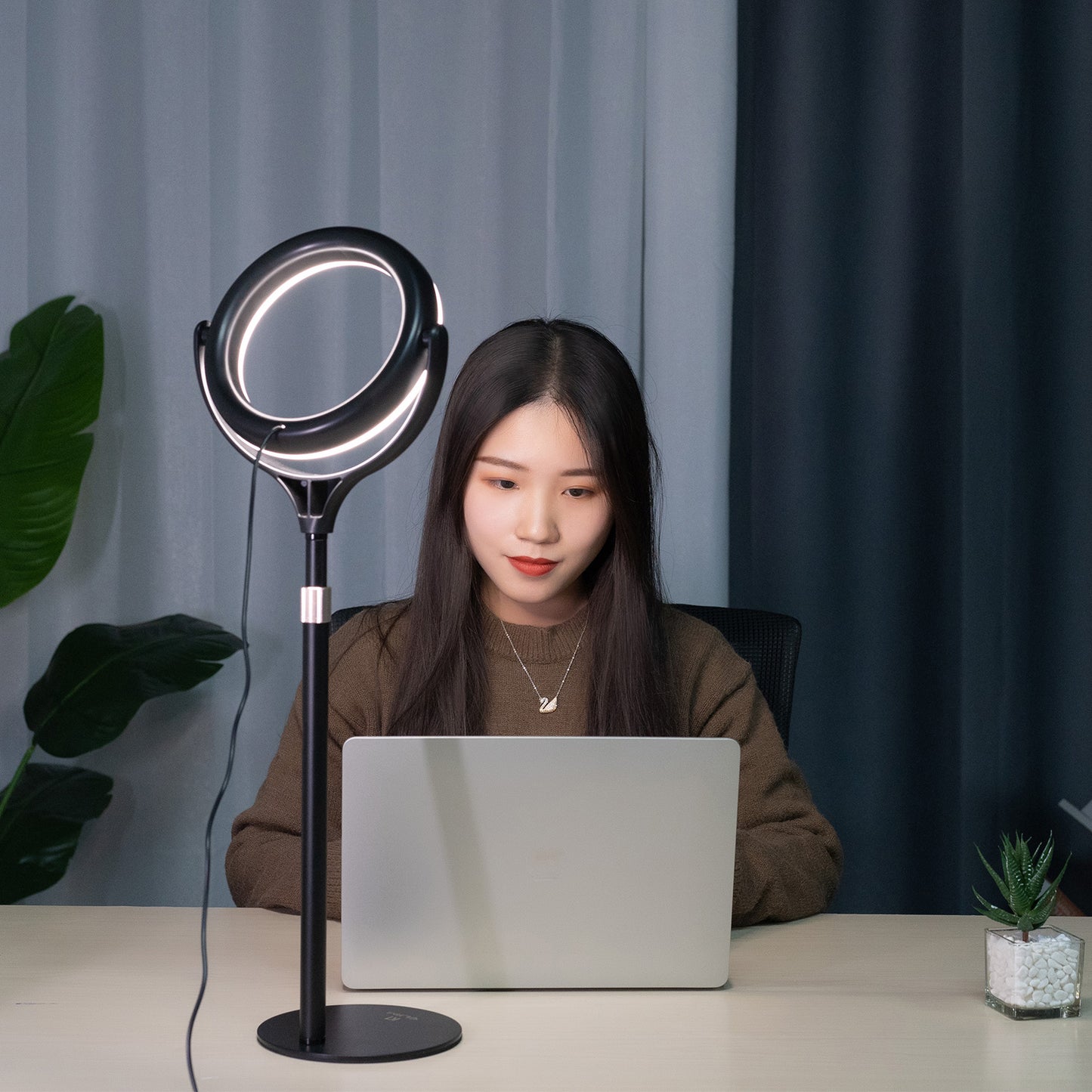 VIJIM K6 Desktop Bi-Color Ring lamp with tripod and phone holder