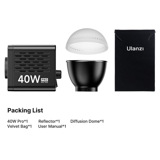 Ulanzi 40W PRO COB Lamp Bi-Color met accu & USB-C - tot 50W - Videoverlichting