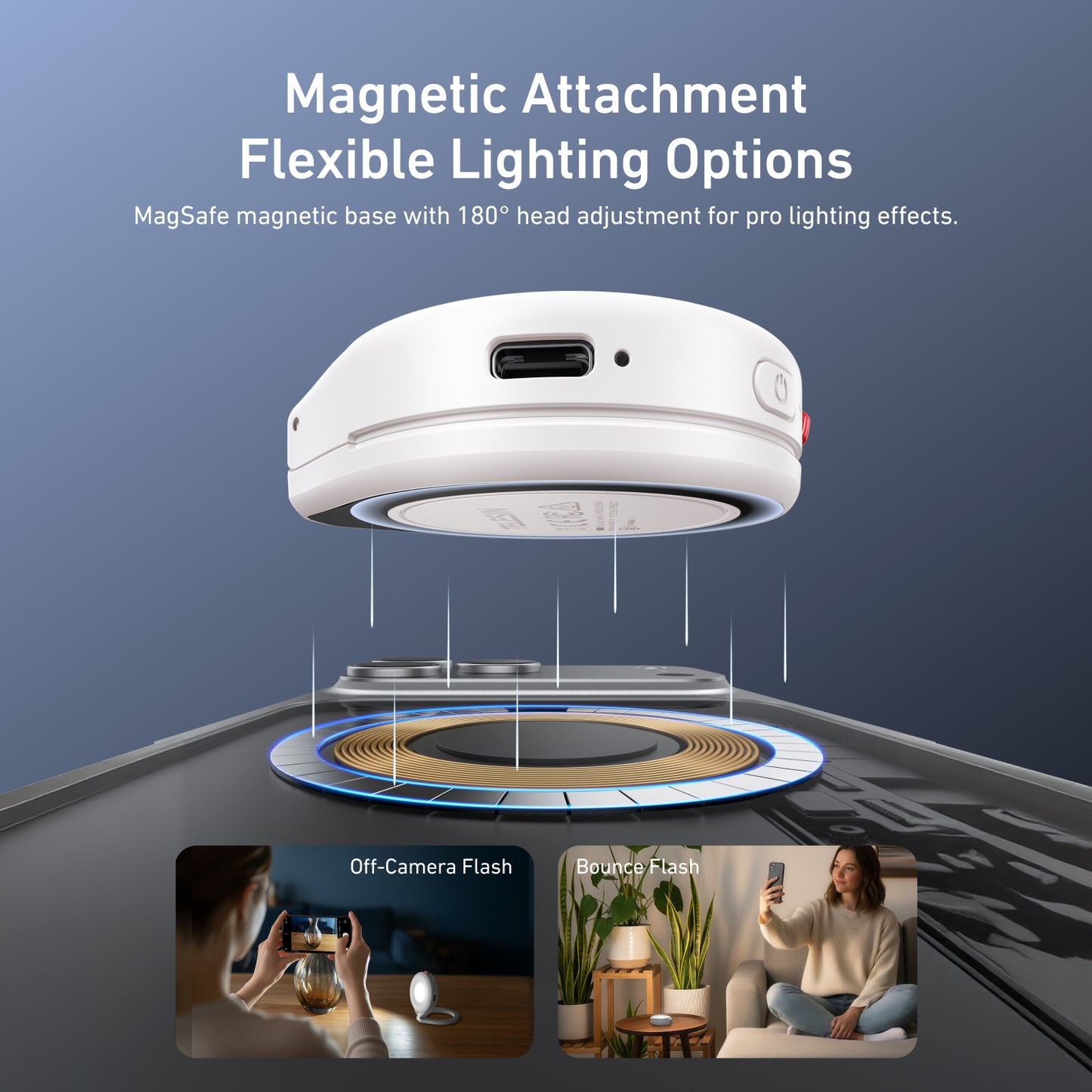 Telesin magnetische flitser & ringlamp voor smartphone met MagSafe - Wit - Ringlampen