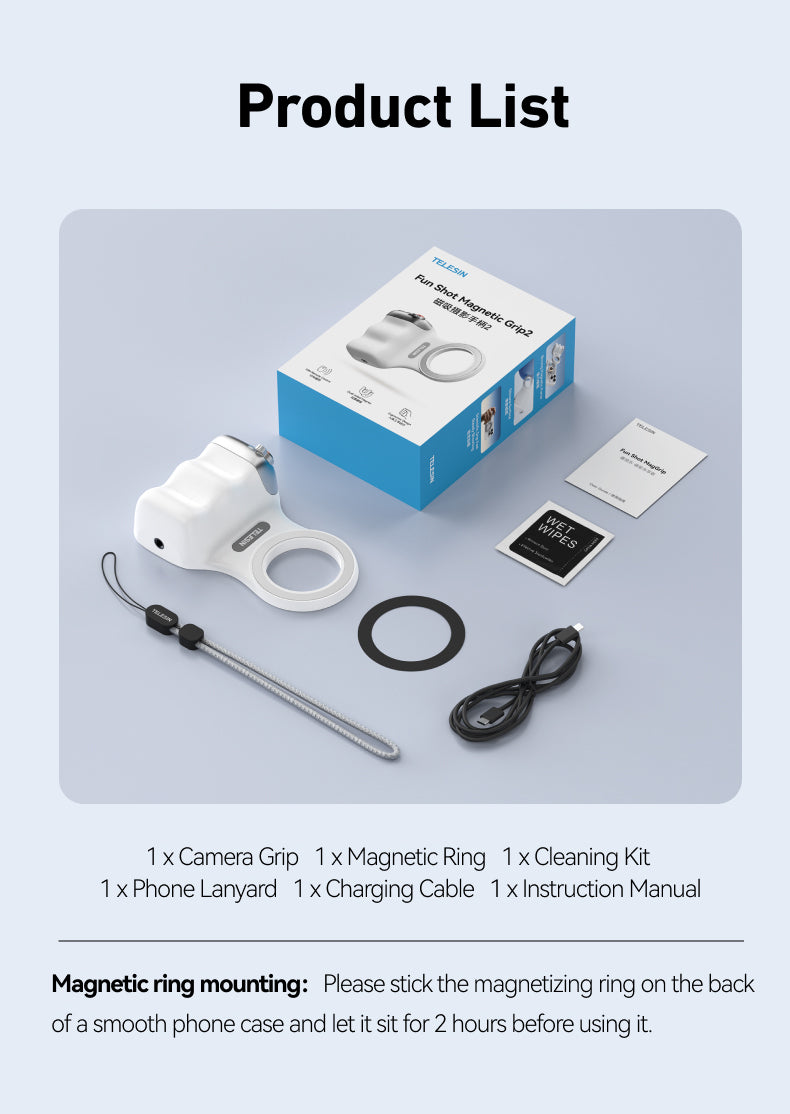 Telesin Fun Shot Magnetic Grip 2 - White