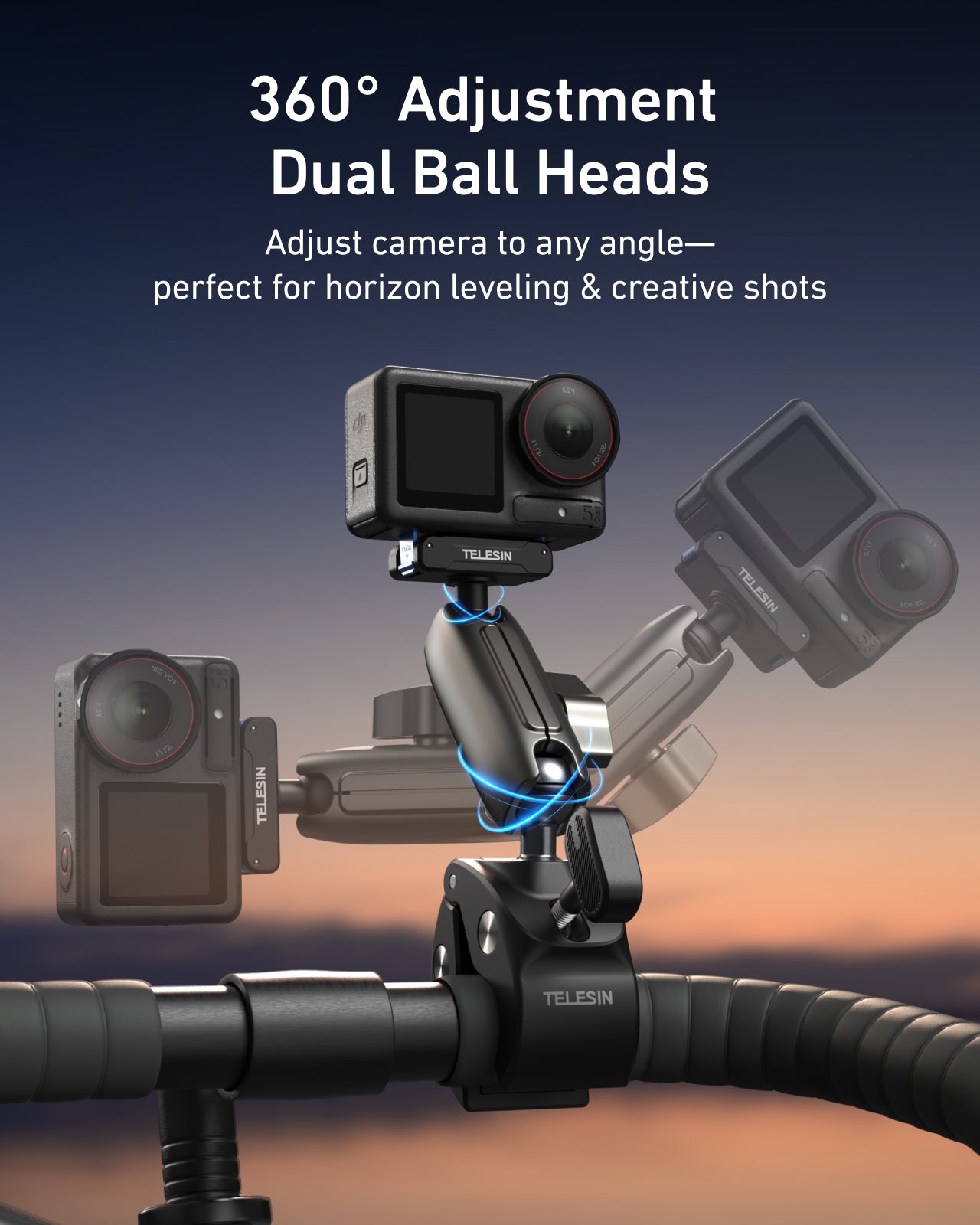 Telesin Tube Clamp voor DJI Osmo Action 3/4/5/6 - Grijs - GoPro Mounts