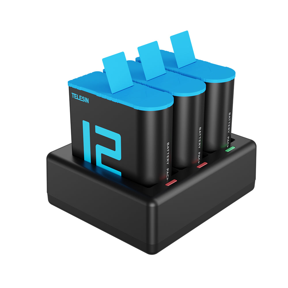 Telesin Triple Batterij Oplader voor GoPro 9, GoPro 10, GoPro 11 & GoPro 12 - GoPro Accu's en opladers