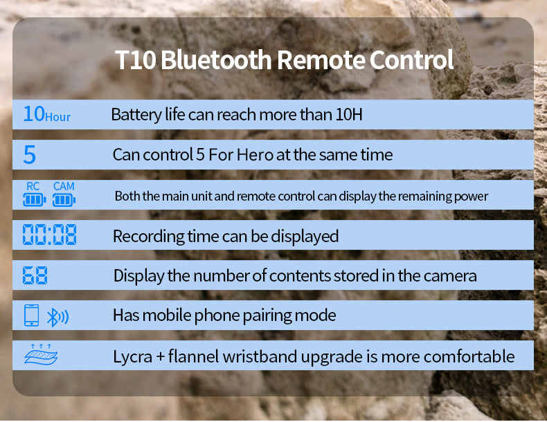 Telesin T10 bluetooth remote voor GoPro 8,9,10,11,12 en 13 en smartphone - GoPro-accessoires