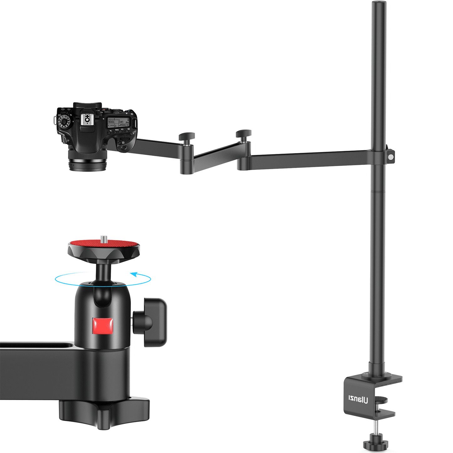 Ulanzi verstelbare bureaustandaard met tafelklem voor camera of lamp - 1 arm - Vaste statieven