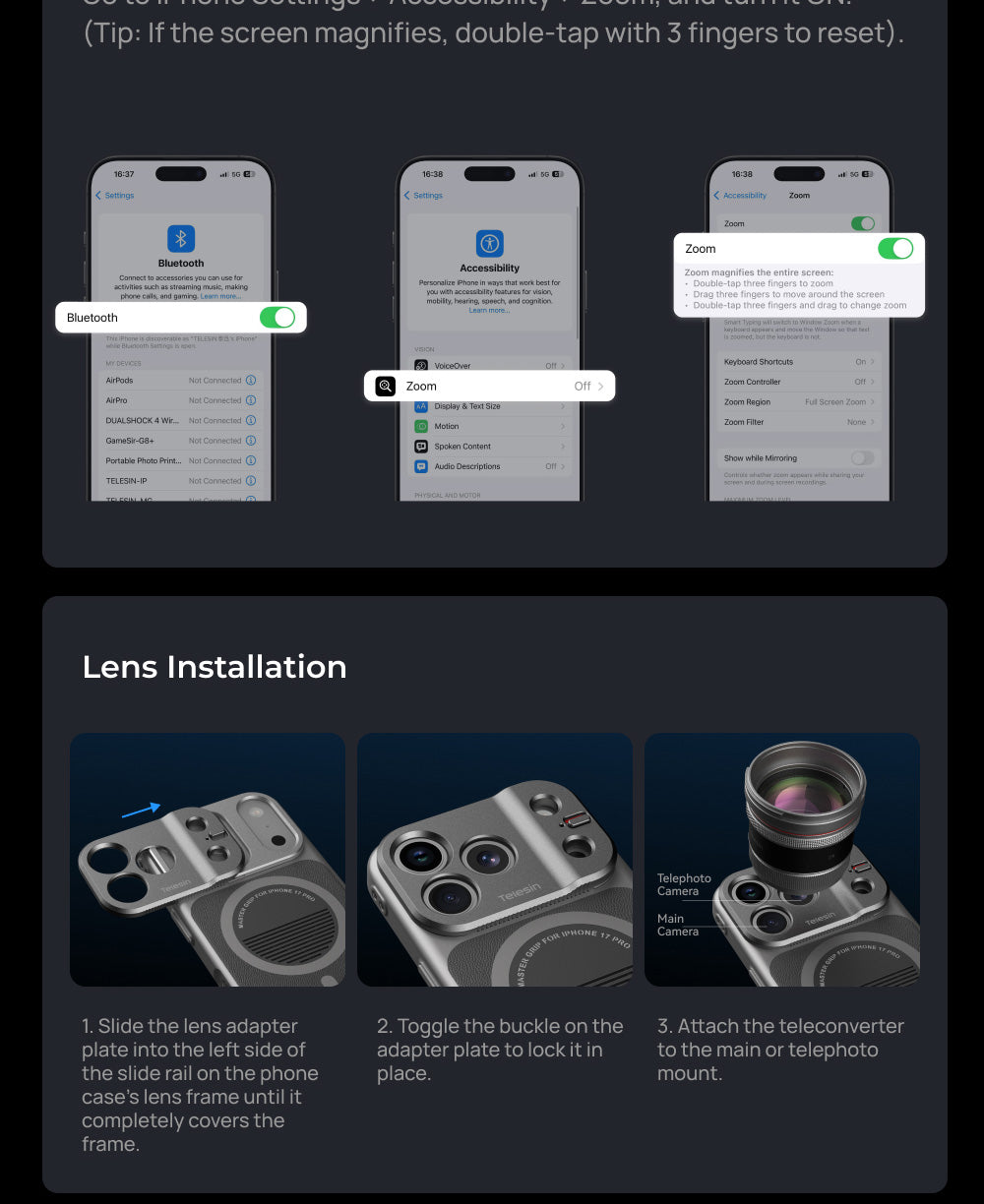 Telesin Master Lens 2X Tele for iPhone 17 Pro – Telephoto lens for Telesin Master Grip