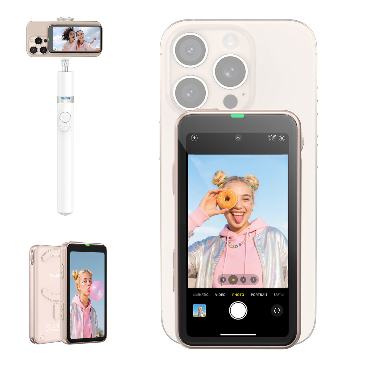 Telesin Selfie Vlog Monitor Magnetisch 4 inch - Champagne - Overige producten