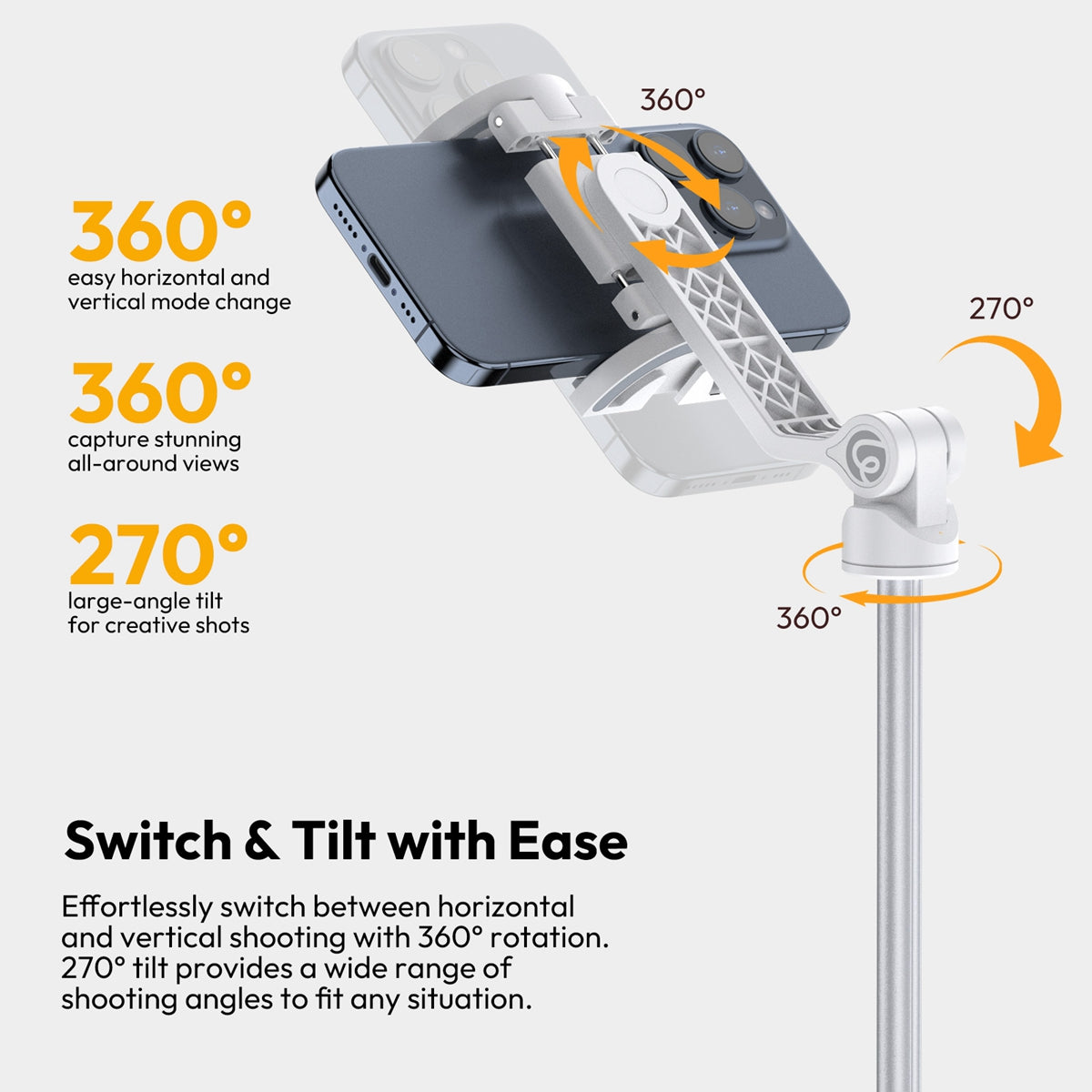 Ulanzi TT88 Overhead smartphone selfiestick - Wit - Selfiesticks