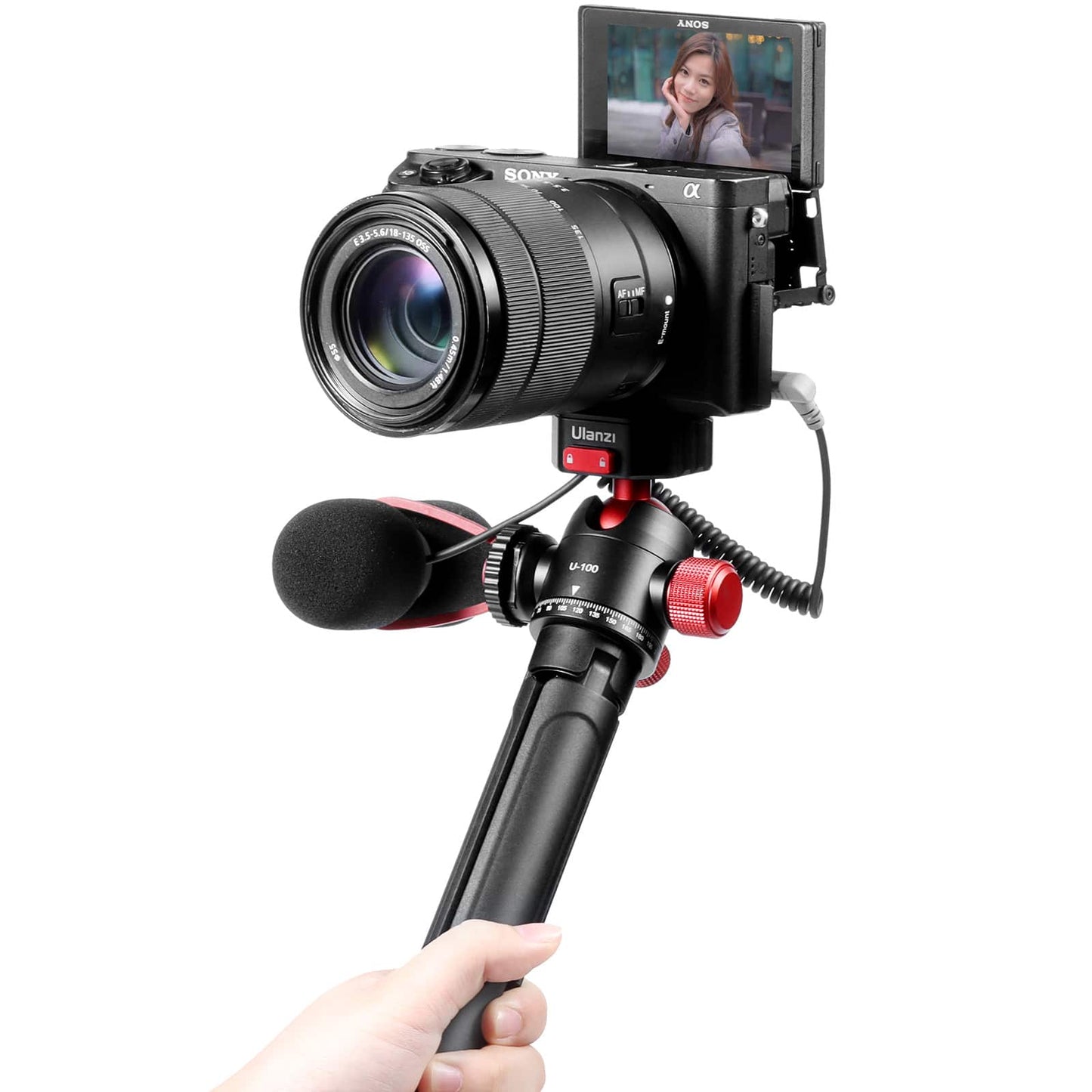 Ulanzi U-100 rotating tripod head with ball head and Cold Shoe mount