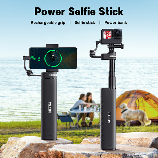 Telesin CSS-001 oplaadbare selfiestick 90cm - 10.000 mAh powerbank -