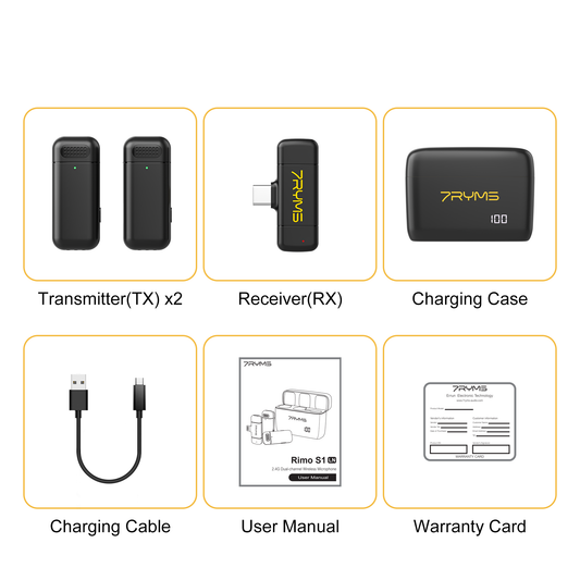 7RYMS Rimo S1(LN) 2.4G Dual-channel draadloze microfoon met Lightning aansluiting - Draadloze microfoons