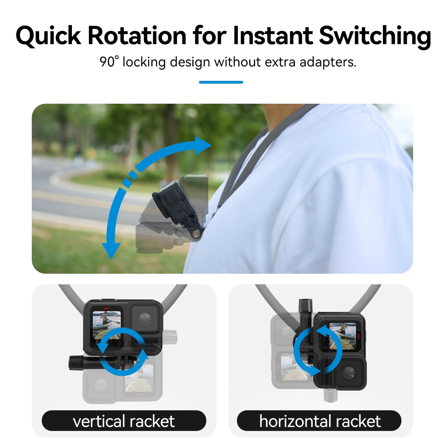 Telesin 360° Neck Mount Combo - for GoPro & Smartphone - Grey