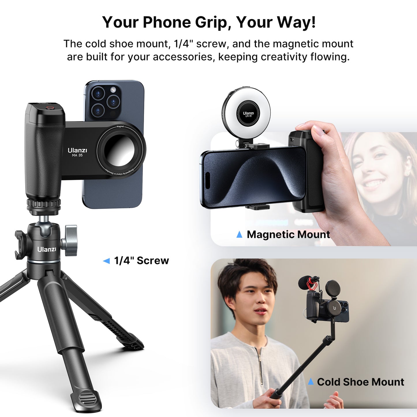 Ulanzi MA35 Magnetische Smartphone Grip - Handgrips