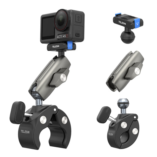 Telesin Tube Clamp voor DJI Osmo Action 3/4/5/6 - Grijs - GoPro Mounts