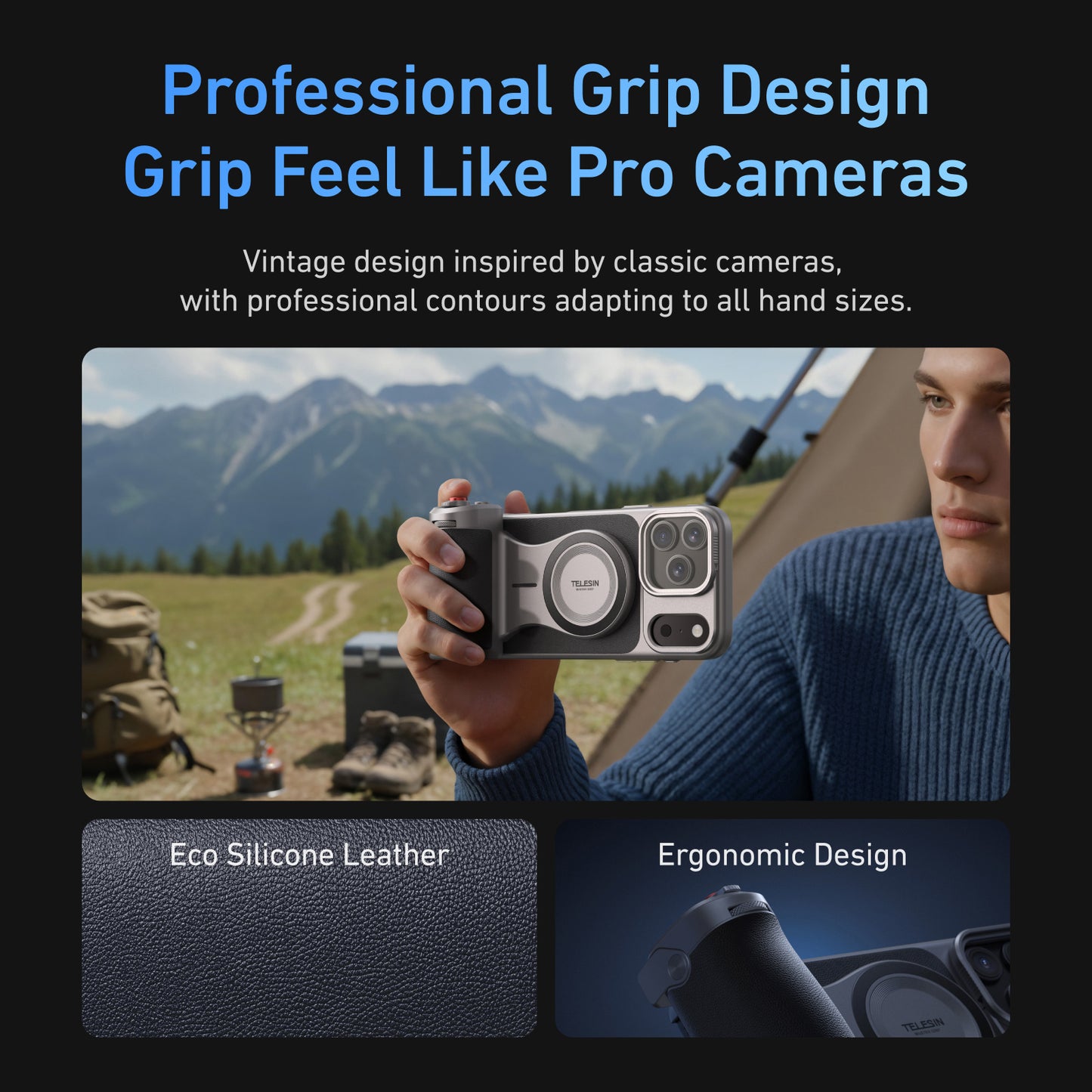 Telesin Master Grip for iPhone & Android - Black