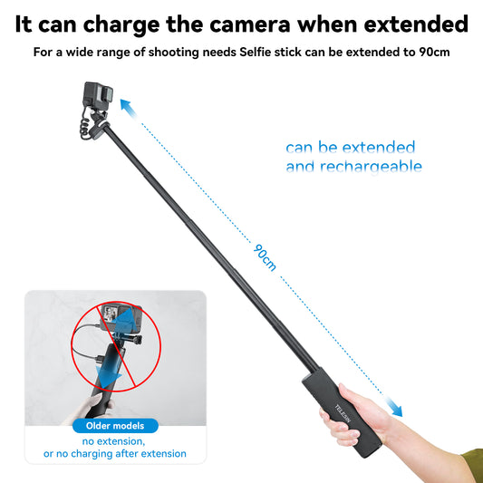 Telesin CSS-001 oplaadbare selfiestick 90cm - 10.000 mAh powerbank -