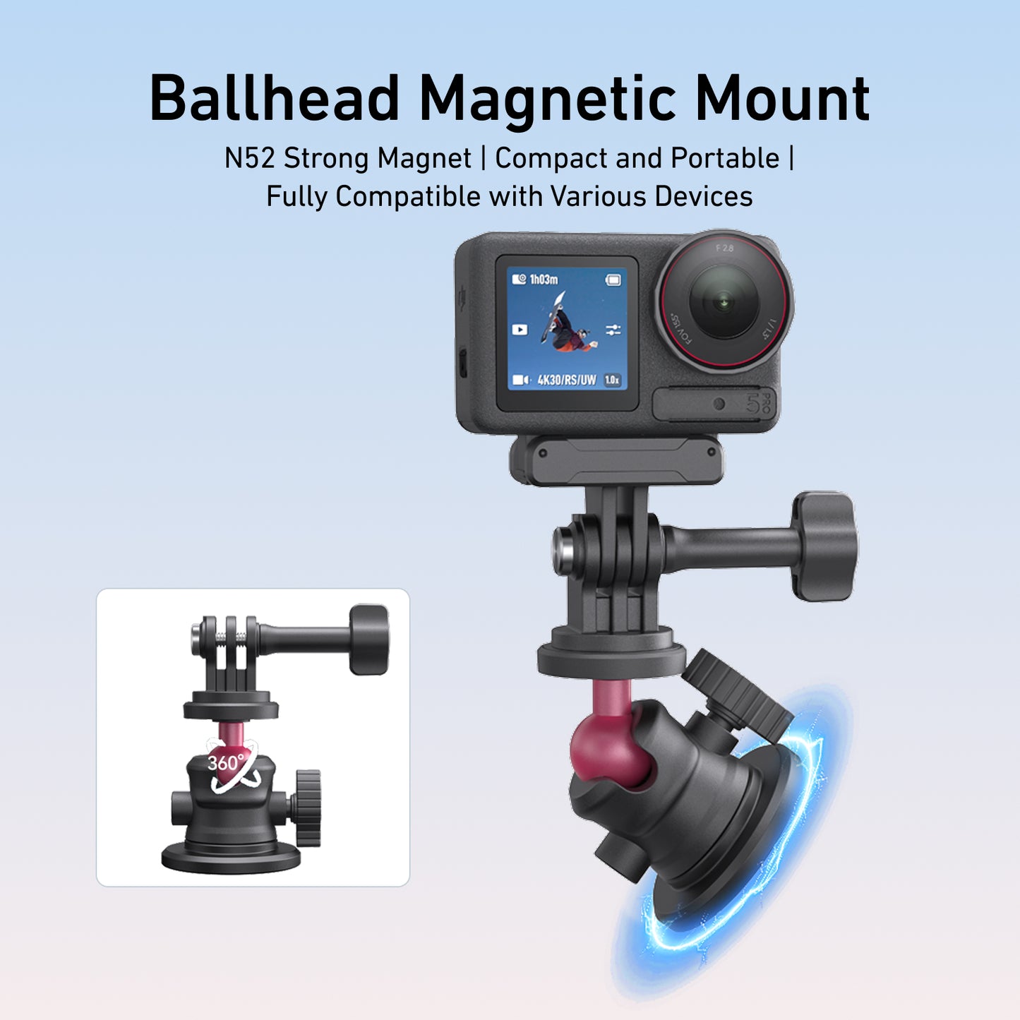 Telesin Magnetic Mount with Ball Head for Action Cam