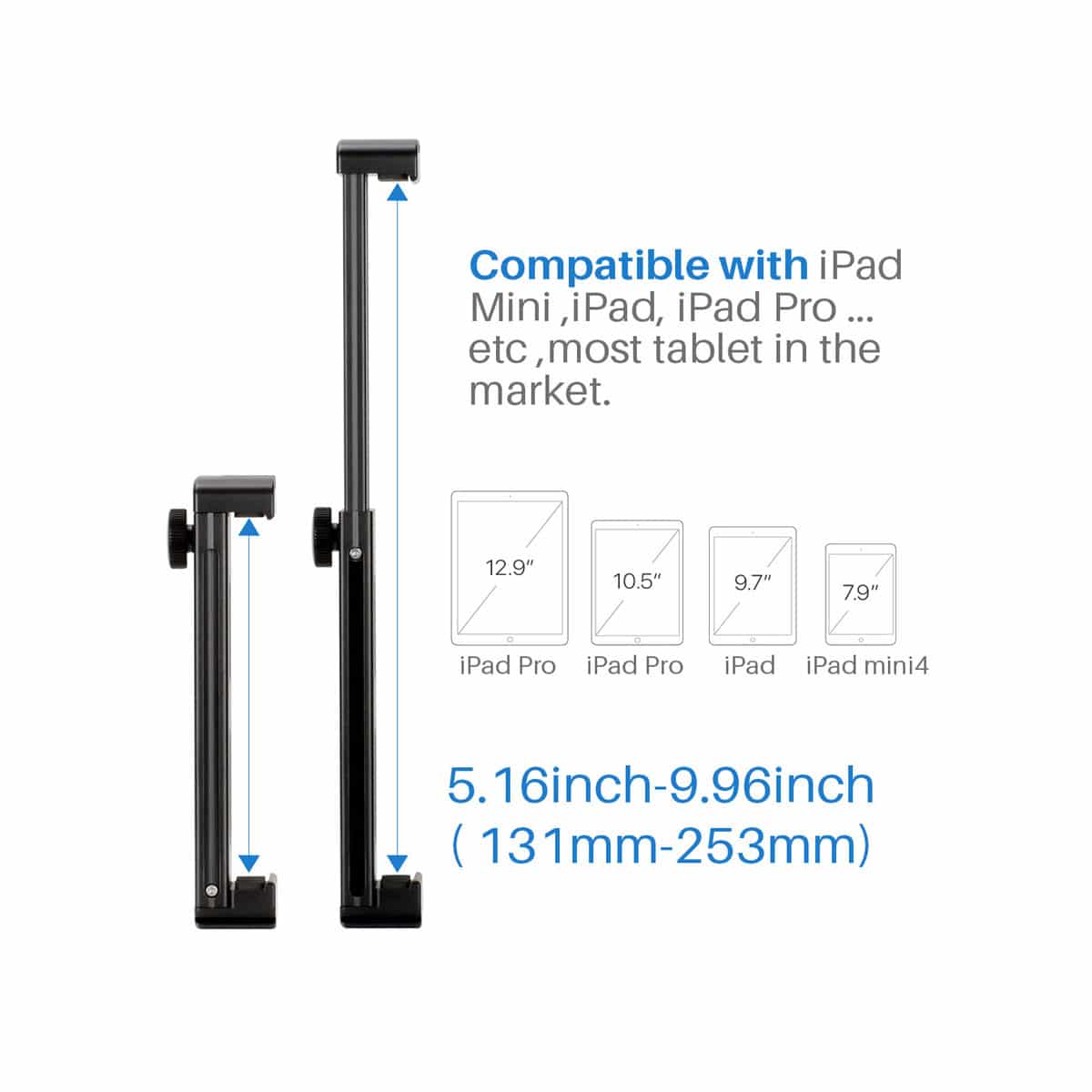 Thuiswerk-set voor tablet en iPad: metalen tablet houder + verstelbaar tafelstatief - Tablethouders