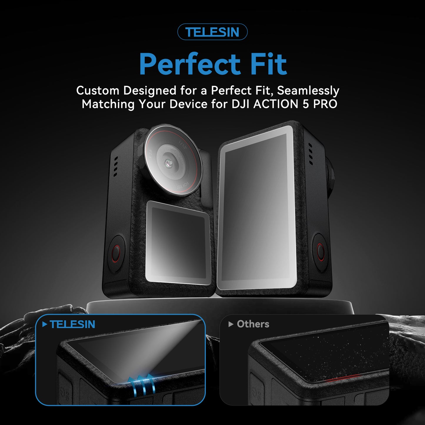 Telesin Screenprotector-set Glas DJI Osmo Action 5 - GoPro Screenprotectors