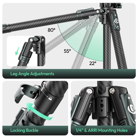 Ulanzi GlideGo JJ06 Video Tripod met kantelbare arm - Carbon - Grote statieven