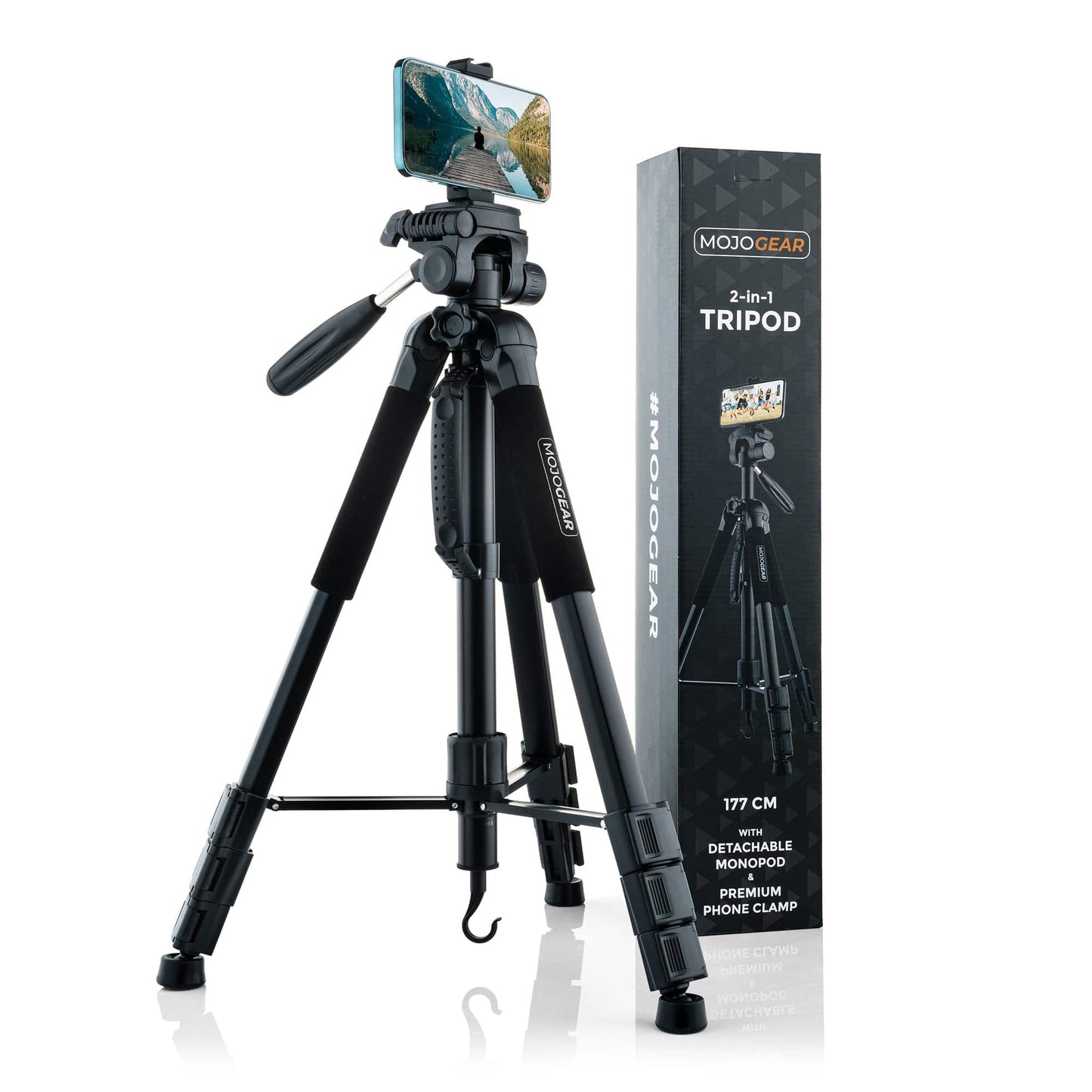 MOJOGEAR 177cm 2-in-1 camera en telefoon statief: driepoot & monopod - Grote statieven
