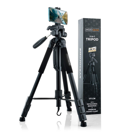 MOJOGEAR 177cm 2-in-1 camera en telefoon statief: driepoot & monopod - Grote statieven