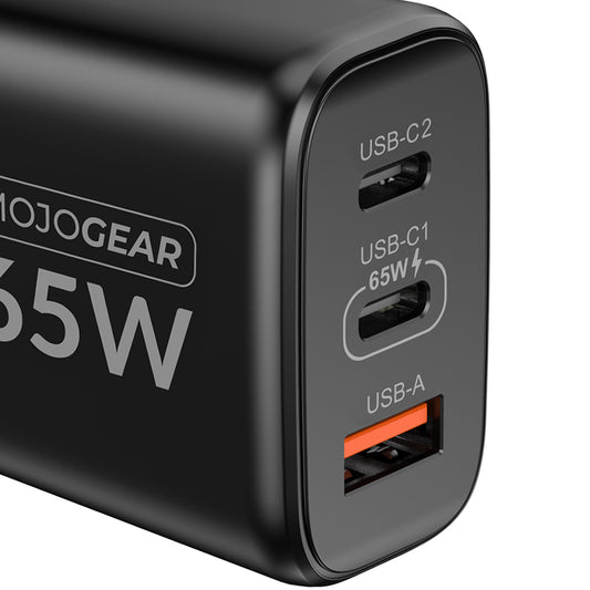 MOJOGEAR CHARGE+ 65W snellader voor iPhone & iPad met 2x Lightning naar USB-C kabel 1,5 meter -