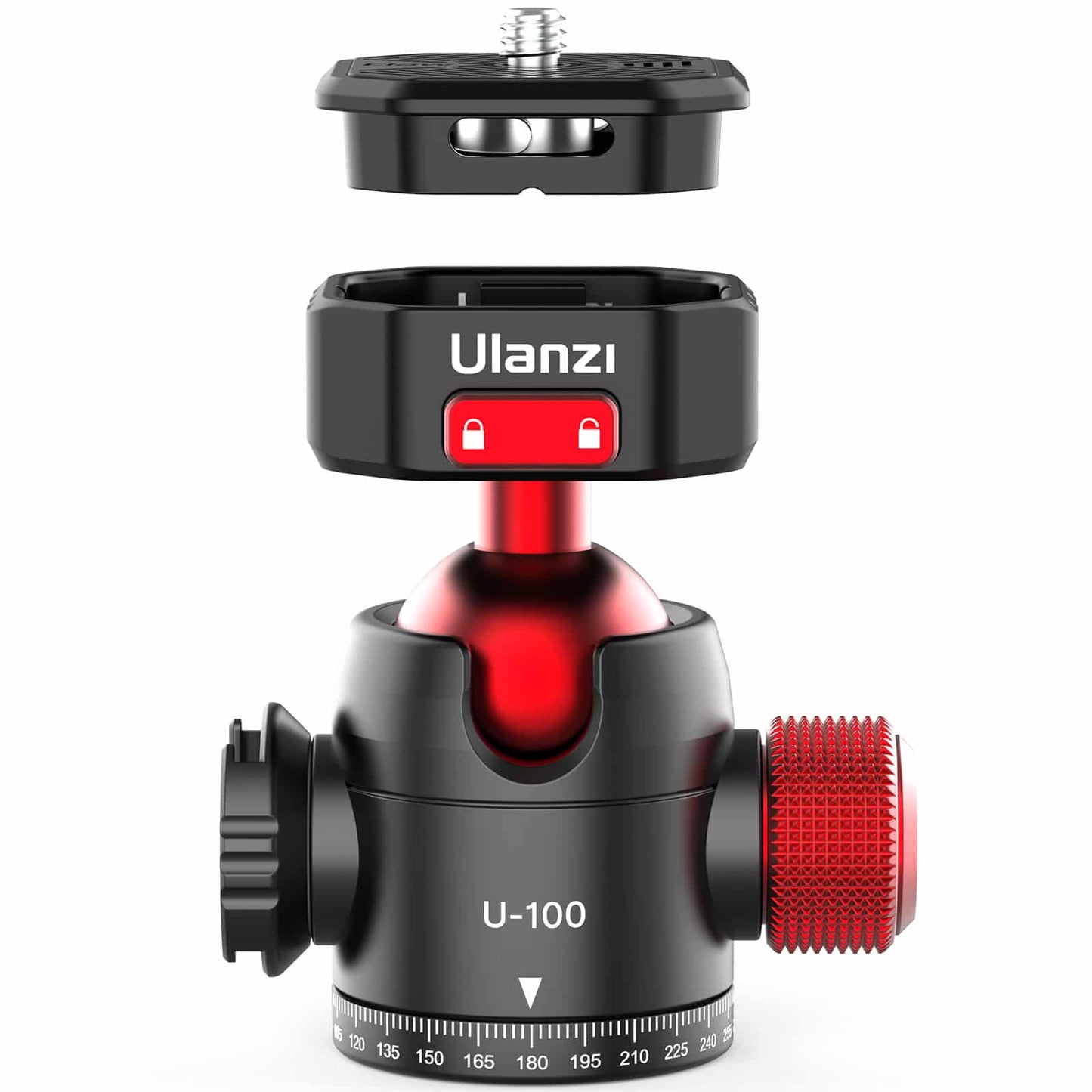 Ulanzi U-100 rotating tripod head with ball head and Cold Shoe mount