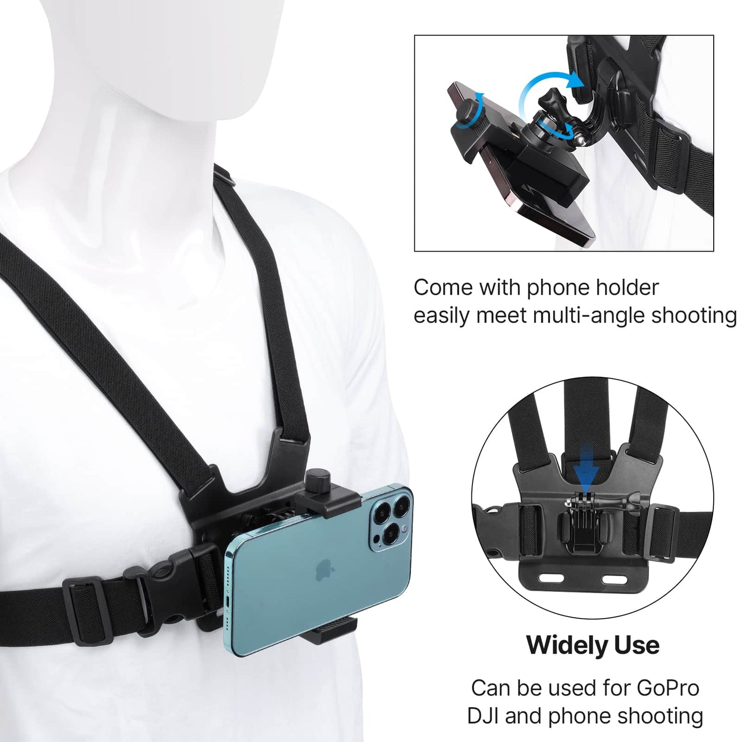 Ulanzi MP-2 Head Strap en Chest Strap Kit voor GoPro en smartphone - Obsolete