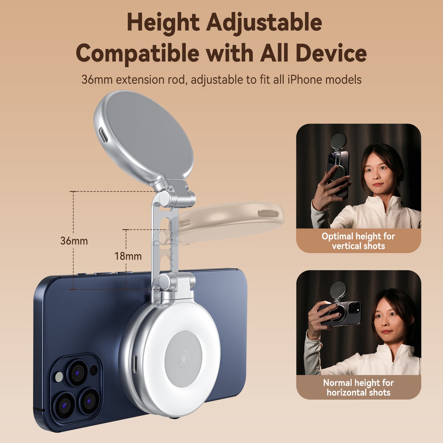 Telesin C03 MagSafe Selfie Light with mirror – Silver