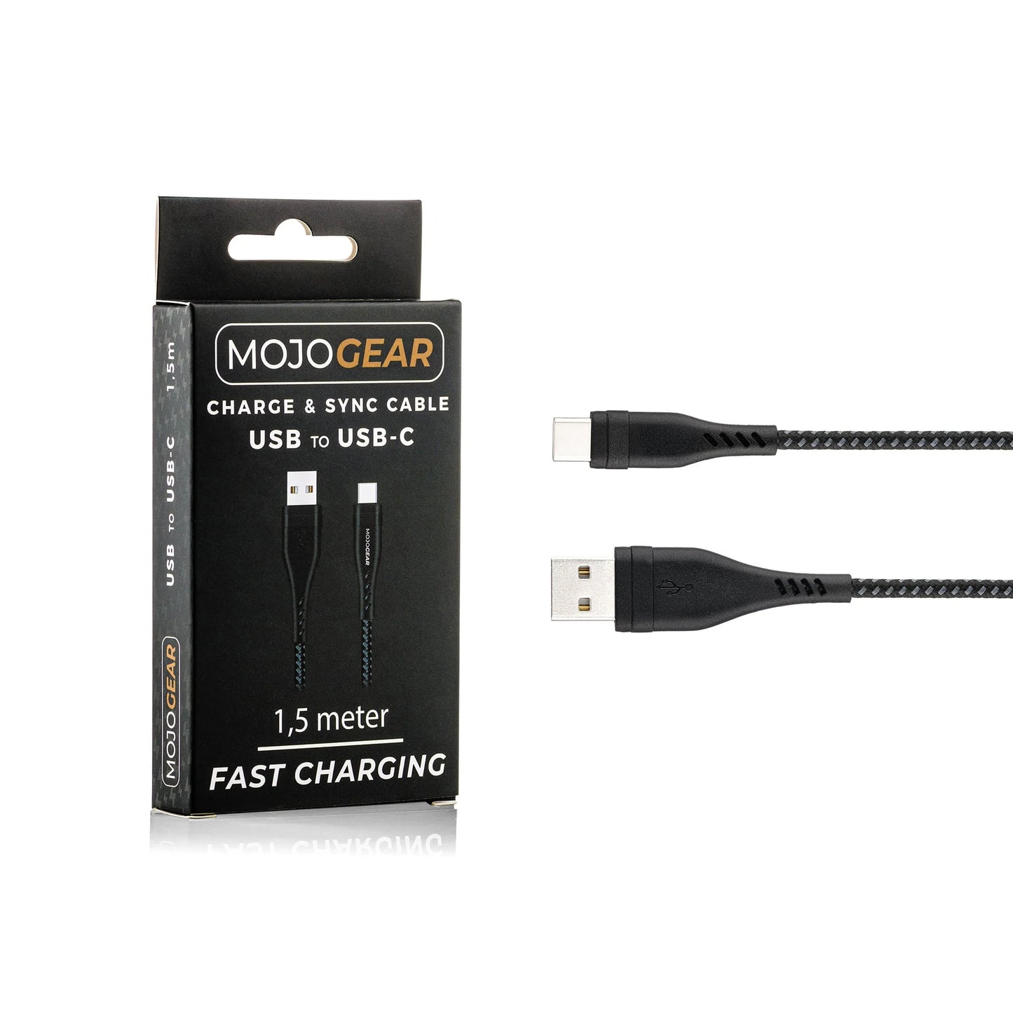 5x MOJOGEAR USB-C to USB cable Extra strong [5-PACK]