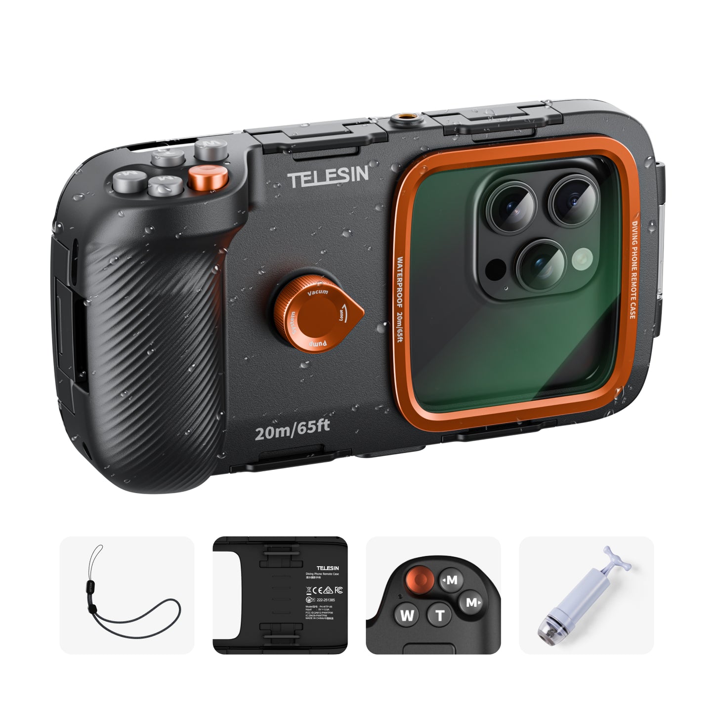 Telesin Smartphone Diving Case with Buttons and Vacuum Pump
