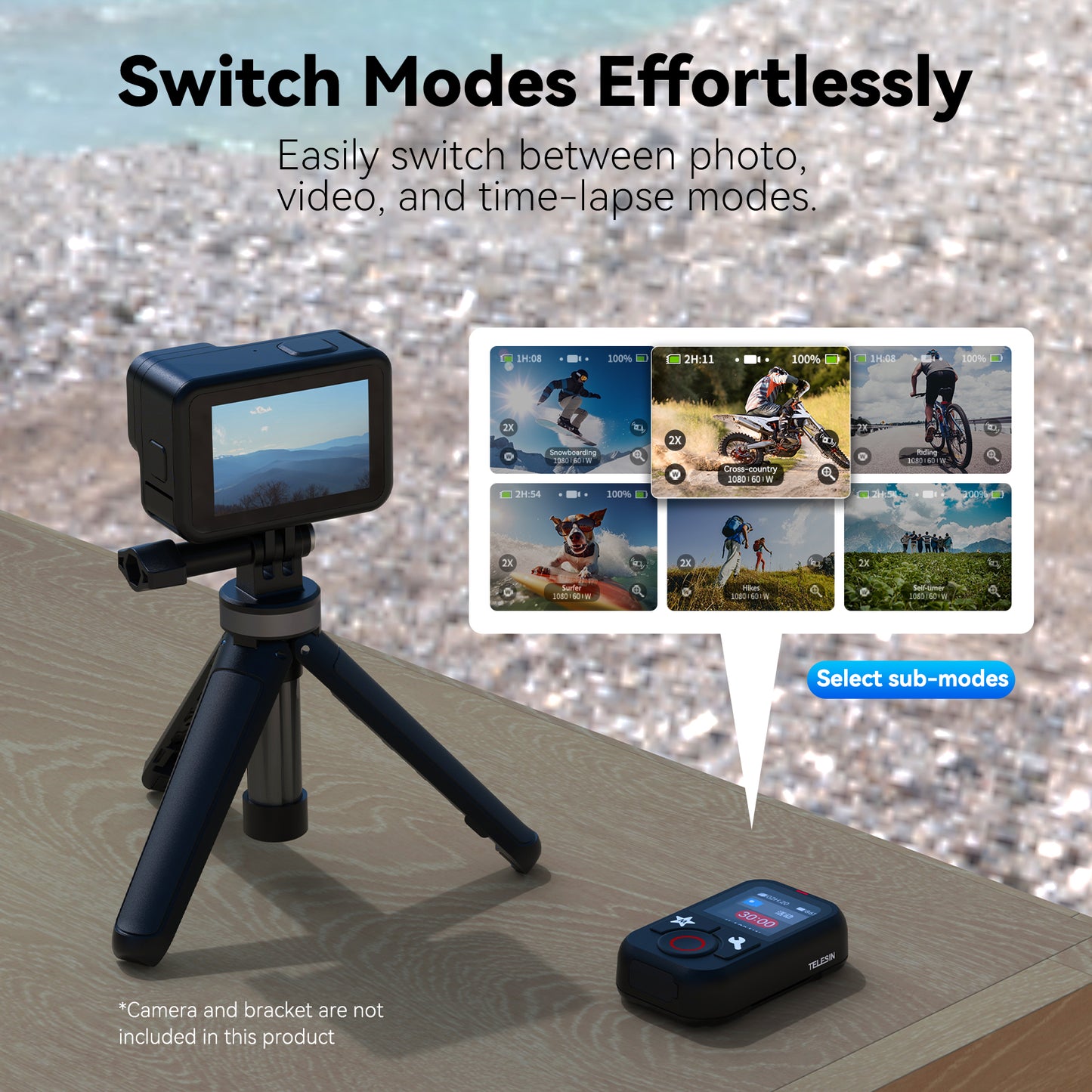 Telesin V2 Bluetooth remote voor GoPro 13/12/11/10/9/8/Max - Waterbestendig - Bluetooth remotes