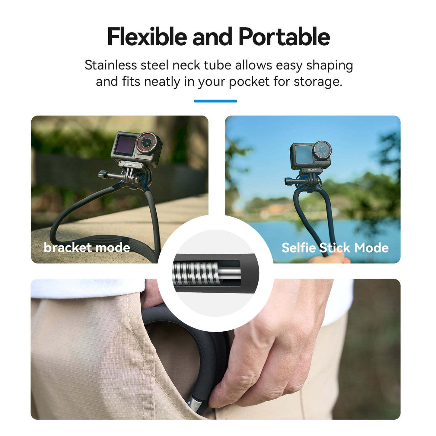 Telesin Neck Mount 360º Combo - GoPro & Smartphone - Black